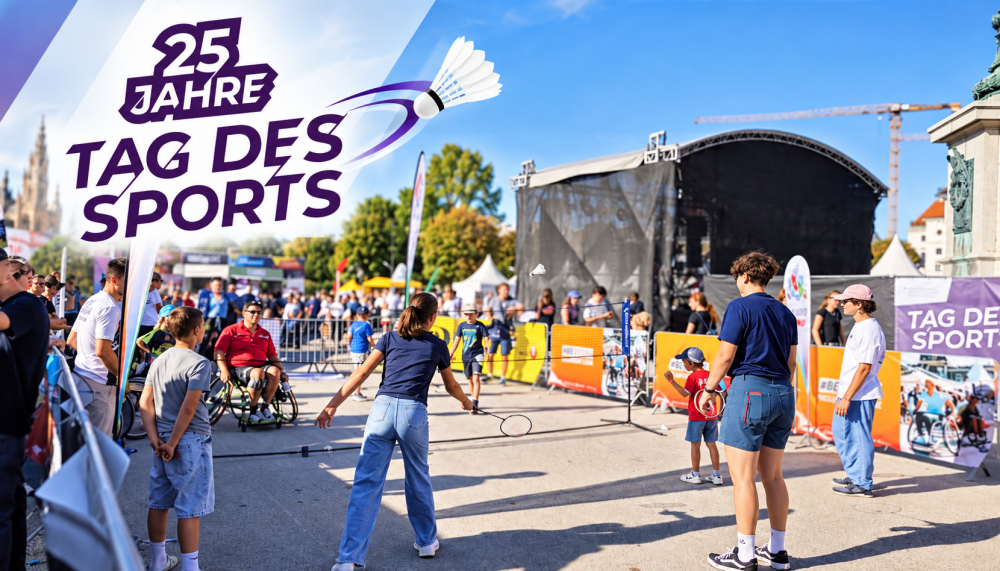 (Air-)Badminton zum Ausprobieren am Wiener Heldenplatz Tag des Sports 2026